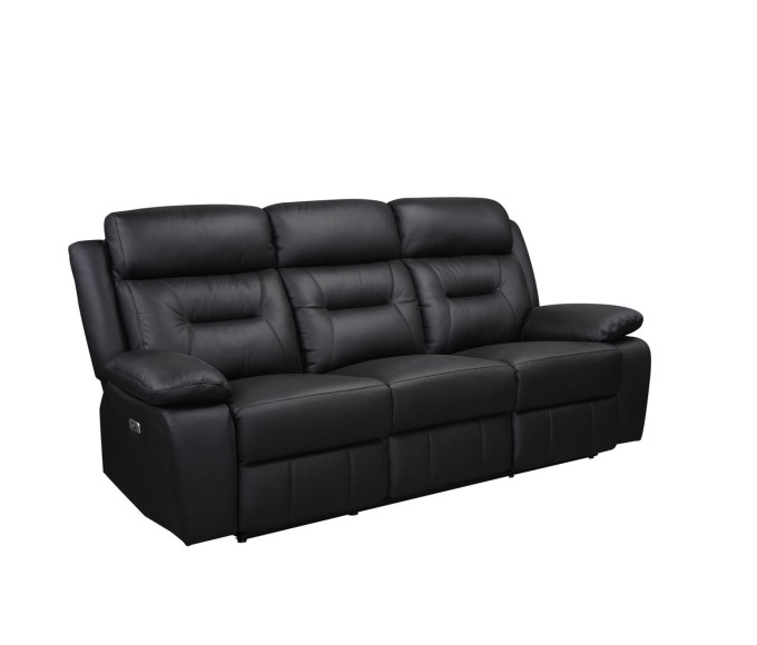 Luxe Leather Reclining Power Sofa Black Luxe Leather Reclining Power Sofa Black